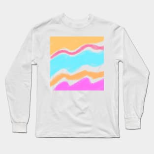 Blue green pink watercolor art Long Sleeve T-Shirt